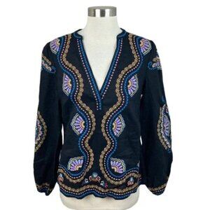 Boden Eden Embroidered Top Black size 14